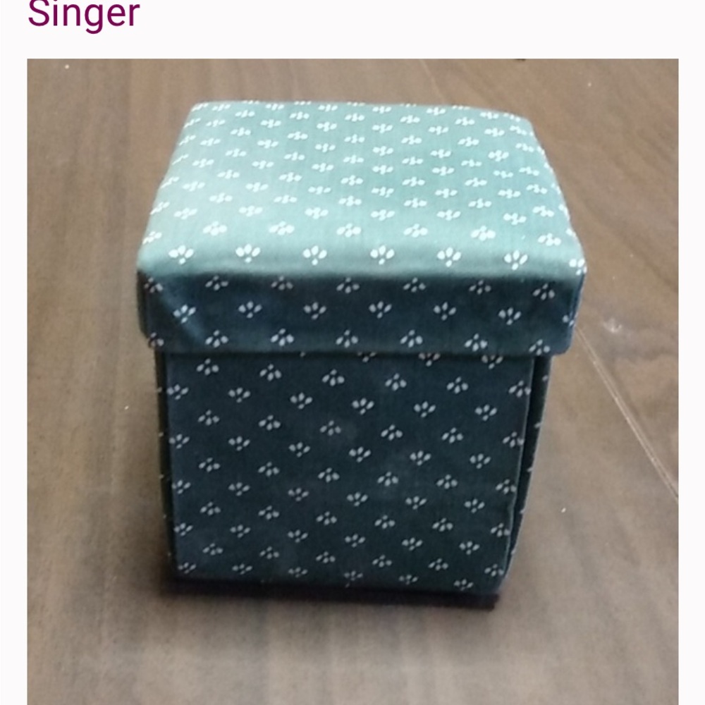 Singer Green Patterned sewing kit in Storage Box